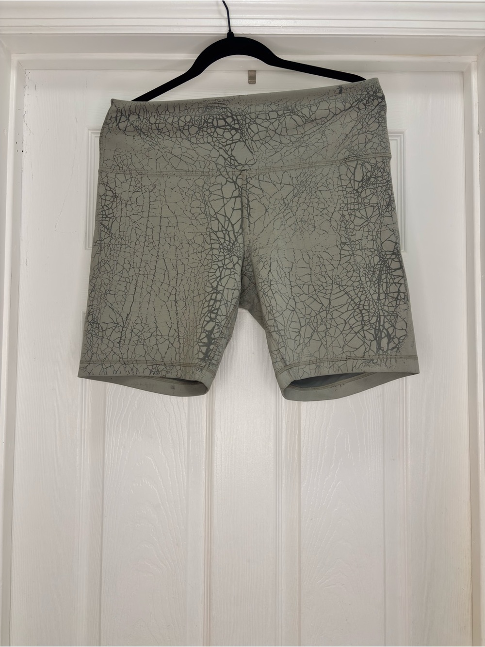 lululemon athletica Olive Green Crackle-Print Athletic Shorts